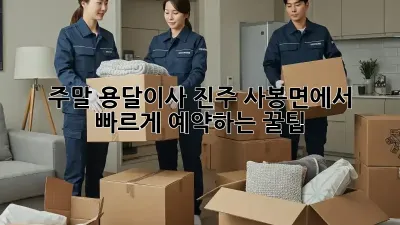 주말 용달이사? 진주 사봉면에서 빠르게 예약하는 꿀팁!
